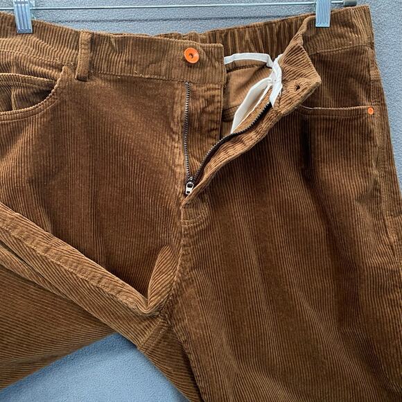 Aelfric Eden Retro Skater Corduroy Pant Mens XXL Brown Elastic Waist Pockets - Picture 4 of 13